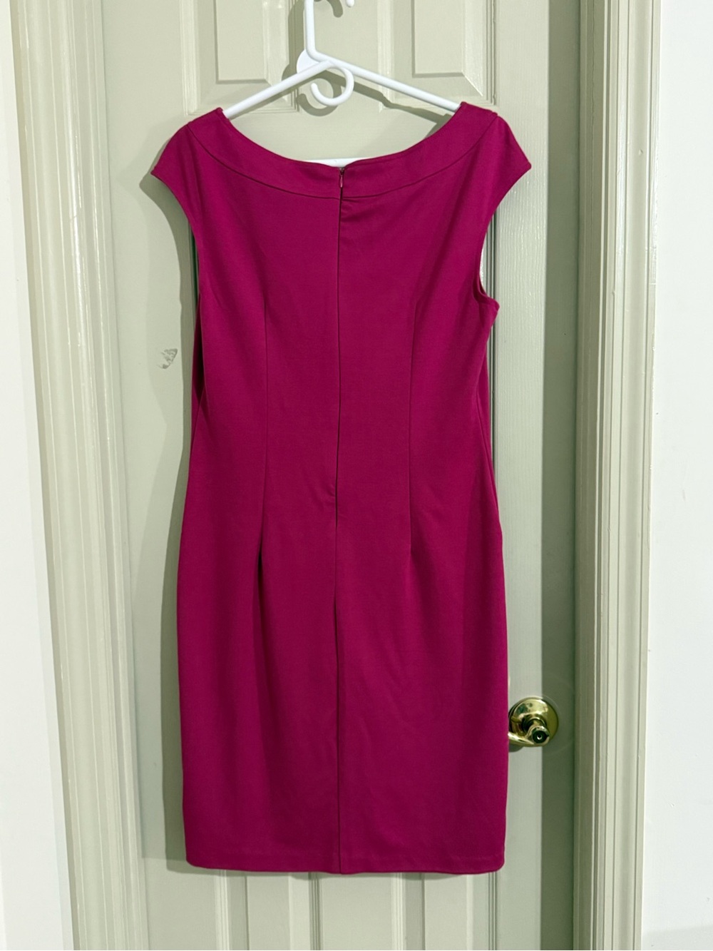 connected apparel Cap-Sleeve Sheath Dress in Magenta - Picture 7 of 8